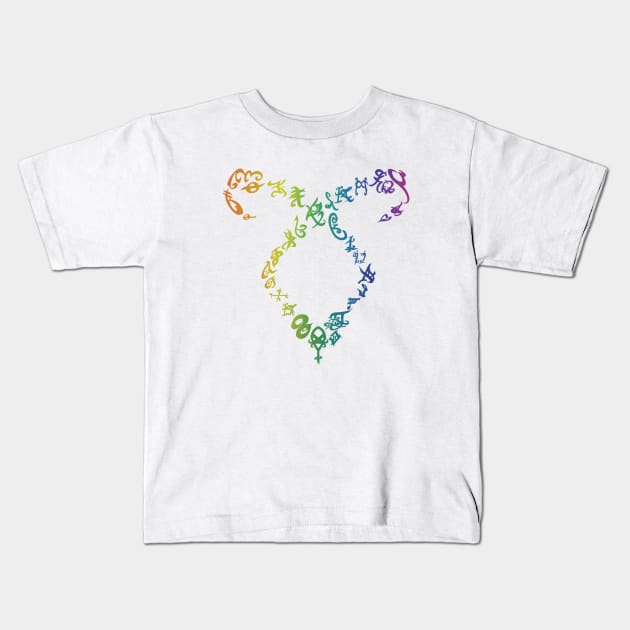 Shadowhunters rune / The mortal instruments - Angelic power rune shape with runes (coloured) - Parabatai - gift idea Kids T-Shirt by Vane22april